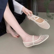 (QC OD Goods)Women's Doll Shoes Super Cute Bow-Strap Mesh Shoes