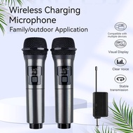 Wireless Microphone UHF Handheld Dual Rechargeable Mike Dynamic Applicable To Microphone Karaoke