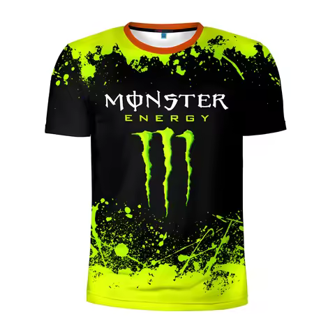 Men's Summer Monster Energy Brand 3D Printed Men's T-Shirt Casual Quick-Drying Breathable Round Neck
