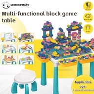 LemonU Baby Building Blocks Table Drawing Board 300 Pcs Huge Block Game Table With Chair