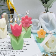 3D立體小花朵郁金香硅膠模具香薰蠟燭diy手工皂石膏擺件滴膠模具