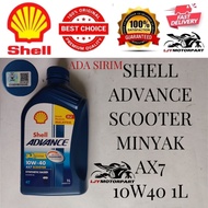 100% ORIGINAL SHELL ADVANCE 4T MINYAK HITAM SKUTER ENGINE OIL SCOOTER AX7 10W40 1L