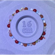 3~7mm South Red Agate Pink Crystal Beads Bracelets