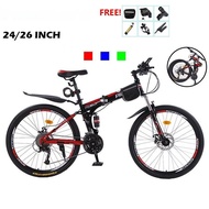 Foldable Bicycle Folding Mountain Bike 24/26 Inch Variable Speed Double Shock-absorbing Bicycle