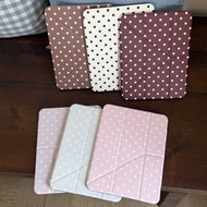 Simple Polka Dot ipad Leather Grain 30% Off Y Fold Pen Slot Protective Case with Buckle air65/4 Tabl