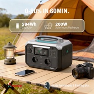 AMPACE Andes 600PRO Portable Power Station with Solar Panel l 600Wh 1800W Output camping light