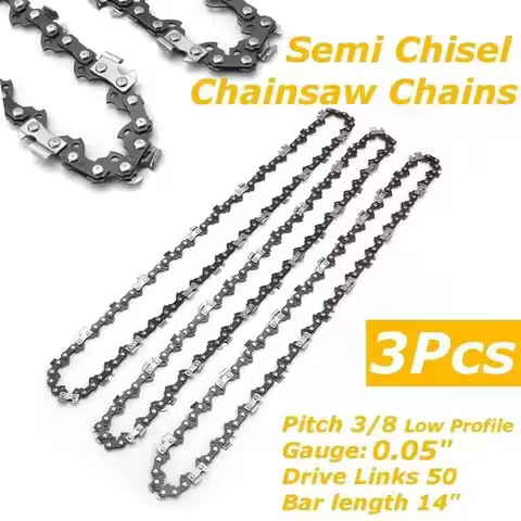 3 Pcs 14'' 3/8'' 0.050" 50DL Semi Chisel 25 Teeth Chain for Chainsaw MS170 MS180