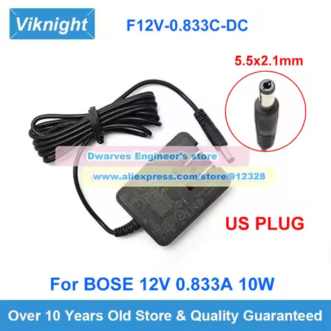 Genuine 12V 0.833A 10W AC Adapter F12V-0.833C-DC Laptop Charger For BOSE PSA10F-120 PSA10F-120C A16-
