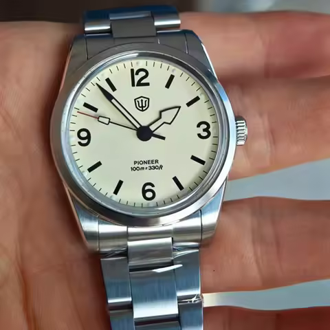 Watchdives Wd1960S V2 36Mm Vintage Cream Man Watches VH31 Sweep Seconds Quartz Watch Bubble K1 Sapph