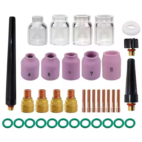 35pcs TIG Stubby Gas Lens #10 Pyrex Glass Cup Spares Kit Durable Practical Accessories For WP9 WP20 