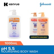 Johnson's pH5.5 Body Wash Shower Gel 1L (Honey, Almond Oil, Moisturizer 2 in 1)