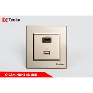 Tenko TK-F66-76 HMDI and USB In-Wall Socket with Gold Plastic Face