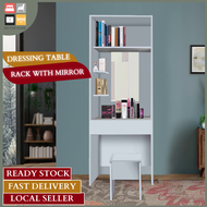 GO FOR HOME  MEJA SOLEK TINGGI PUTIH PLAIN DRESSING TABLE MEJA MAKE UP RUANG BILIK CERMIN DAN RAK BA