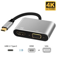 2in1 USB C HUB To HDMI 4K 60HZ VGA 1080P Type C Docking Station for Laptop PC Phone Tablet Switch Projector Multi Screen Sharing
