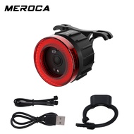 MEROCA จักรยานแสง USB ชาร์จจักรยานไฟท้ายกันน้ำอัตโนมัติสมาร์ทเบรก Sensing ไฟท้ายจักรยานเสือภูเขา LED ไฟท้ายขี่จักรยานอุปกรณ์