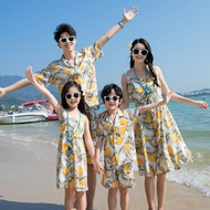 Hawaiian Beach Outfit Set 100-3XL Family Matching Outfit Set Shirts Dress Sundress for Women Shorts 