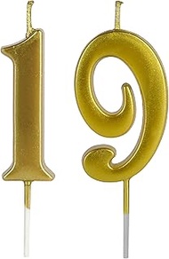 Gold 19th & 91st Number Birthday Candles for Cake Topper, Number 19 91 Glitter Premium Candle Party 