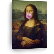 Leonardo Da Vincis Masterpiece Mona Lisa Pink Bubble Gum Art Canvas Print Famous Paintings Wall Art 