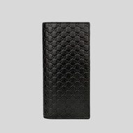 Gucci Mens Microguccissima GG Logo Leather Slim Long Bifold Wallet With ID Slot Black 449245
