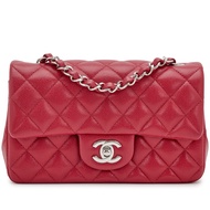Chanel Dark Pink Quilted Caviar Mini Rectangular Classic Single Flap Silver Hardware, 2018
