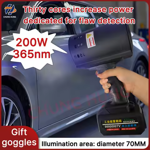 200W 365nm UV car paint detection lamp portable rechargeable UV lamp for detecting defects in car at