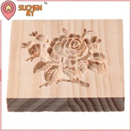 SUCHENMY Rose Cookie Mold, Wood 3.54*3.54*0.98 Inch Cookie Stamp, Non-stick Wooden Mold Portable Hou