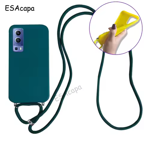 Crossbody Necklace Lanyard Phone Case For Vivo Y72 Y73S 5G S9 Y52S Y31 2021 Y51 Y70 2020 Silicone Ma