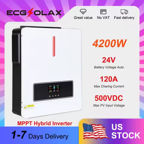 ECGSOLAX Hybrid Solar Inverter 4200W 24V Built-in 120A MPPT Solar Inverter 24VDC Off-grid Solar Hybr