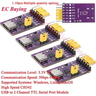 10pcs/1pc USB to 2 Channel Way TTL Serial Port Module Type-C 50bps-3Mbps High Speed CH342 Chip Commu