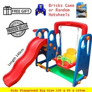 Bigger Playgrounds taman permainan Playground Slide 3 in 1 Set Kids Slides Swing Basketball Papan Gelongsor Buaian Budak