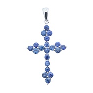 TAKA Jewellery Spectra Blue Sapphire / Ruby Diamond Cross Pendant 18K