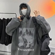 Women's Casual Hoodie【Size M-8XL 150K】Autumn Winter American Plus Velvet Retro Print Hooded Jacket M