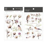 【Print-On Stickers 轉印貼紙】no.36-鳥園棉花田 | 花草系列