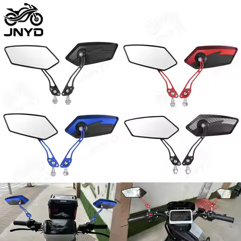 JNYD Motorcycle Bicycle Handlebar Rear View Mirror Bike Scooter Wide-Range Cycling Adjustable Angles
