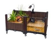 生態烏龜缸大型造景套裝-家用養龜黃緣專用玻璃飼養箱帶曬臺種植箱別墅