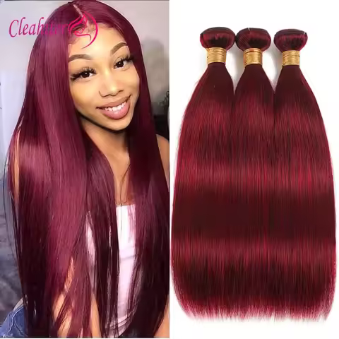 99j Burgundy Straight Human Hair Bundles 1/2/3Set 100g/Pc 12A Grade Brazilian Remy Hair Double Weft 