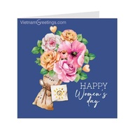 Combo of 4c greeting cards for Women's Day March 8 and October 20 - Gray card 09PN20-9x9cm