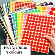 1 pc Round Dot Sticker 10/13/19mm Assorted Color Self adhesive round sticker