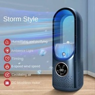 Portable USB Air Cooler Leafless Electric Fan 6 Speed Silent Timer Air Conditioner Cooling Fan Humid