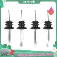 4pcs Stainless Steel Liquor Spirit Pourer with Rubber Stopper