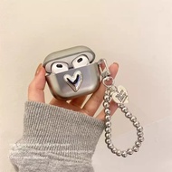 Luxury Plating Silver Cases With Heart Pendant Bracelet Chain For Airpods 3 Pro 4 Earphone Box Shock