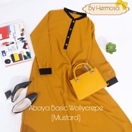 Abaya hermosa basic mustard polos wollycrepe premium-Abaya kukus mustard kuning busui premium-Abaya