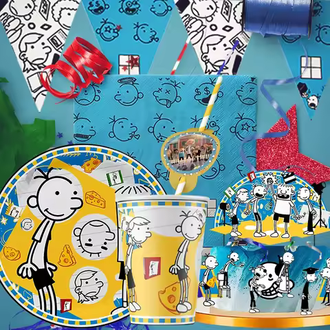 Diary Of A Wimpy Kid Theme Birthday Party Decorations Cake Topper Birthday Swirls Stickers Kids Part