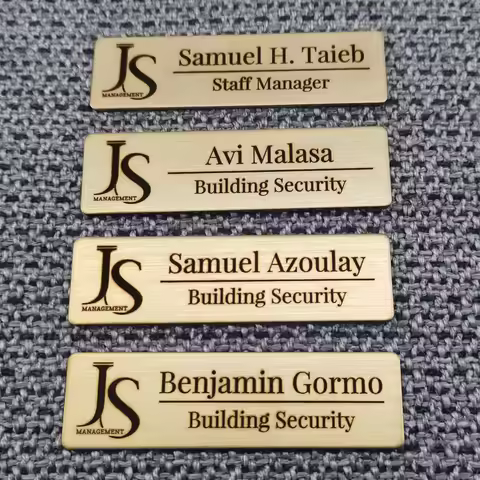 7*2CM Engrave Your Logo Text Tag Customize Badge Personalize Brooch Pin Double Sided Tape Magnet ID 