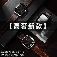 สายนาฬิกาหนังแท้เหมาะสำหรับ Apple Watch ultra iwatch8/7/6 /se สายนาฬิกาวินเทจสำหรับผู้ชาย