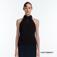 VICKTEERUT (ราคาปกติ 4850-.) Sleeveless Blouse with Shirt Collar เสื้อแขนกุด ปกเชิ้ต