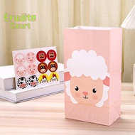 [EruditeCourtS] 6PCS Carton Farmland Animal Gift Bags Paper Candy Biscuit Packaging Bag For Kids Farm Themed Animal Birthday Party Supplies [NEW]