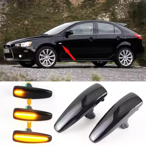 2X Dynamic LED Turn Signal Light Side Marker Blinker Lamp For Mitsubishi Lancer Evolution Evo X Outl