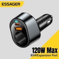 Essager 120W Lgnition Source+A+C Car Charger PD35W Quick Charge Lgnition Source USB Type C Fast Car 