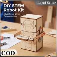 Diy Automatik Robot Tabung Stem Science Kit Wooden Robot Coin Bank Robot Makan Syiling Elektrik Diy